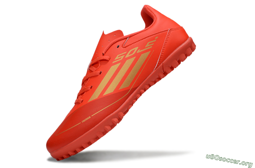 Adidas F50 Club TF Football Shoes - Red/Gold 5