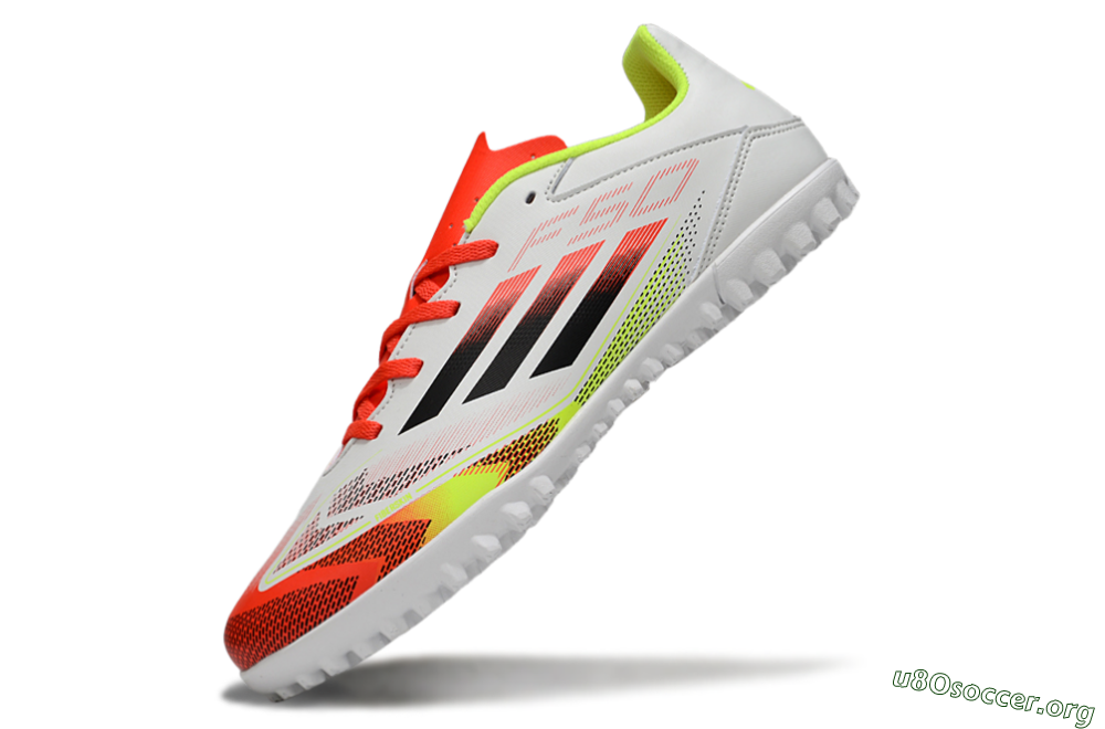 Adidas F50 Club TF Football Shoes - White/Red/Yellow 5