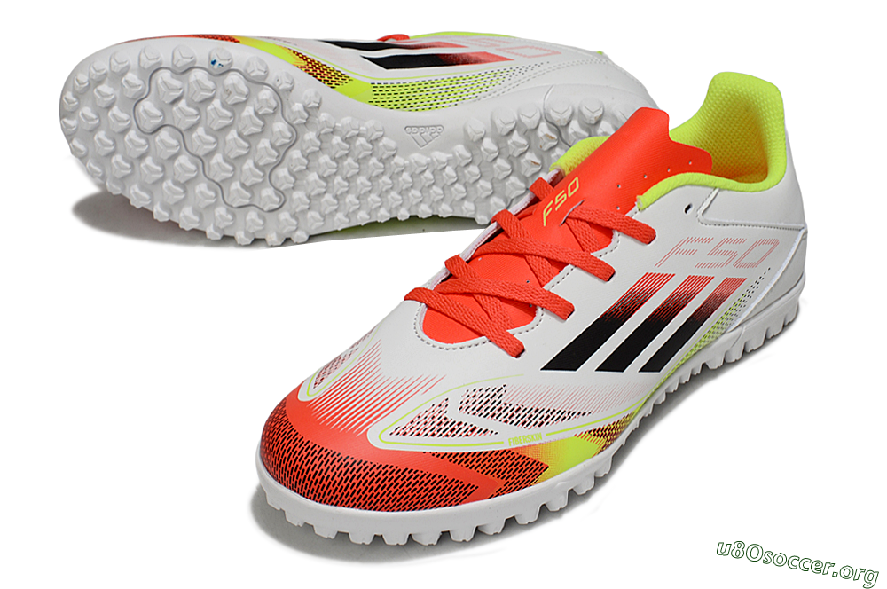 Adidas F50 Club TF Football Shoes - White/Red/Yellow 0
