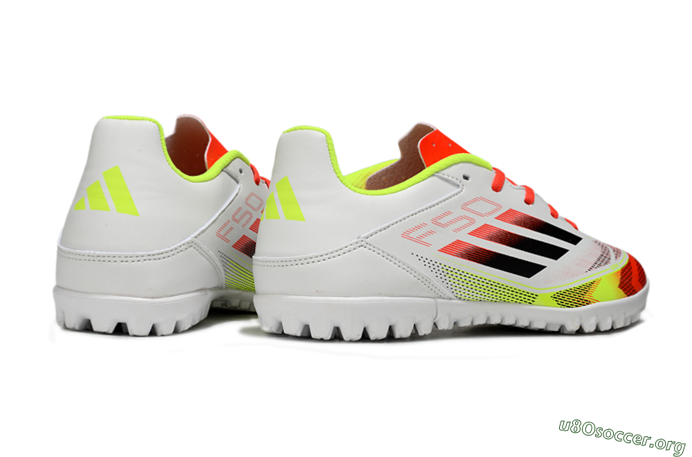 Adidas F50 Club TF Football Shoes - White/Red/Yellow 6