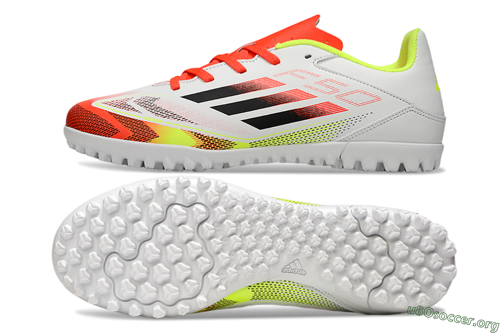 Adidas F50 Club TF Football Shoes - White/Red/Yellow 1