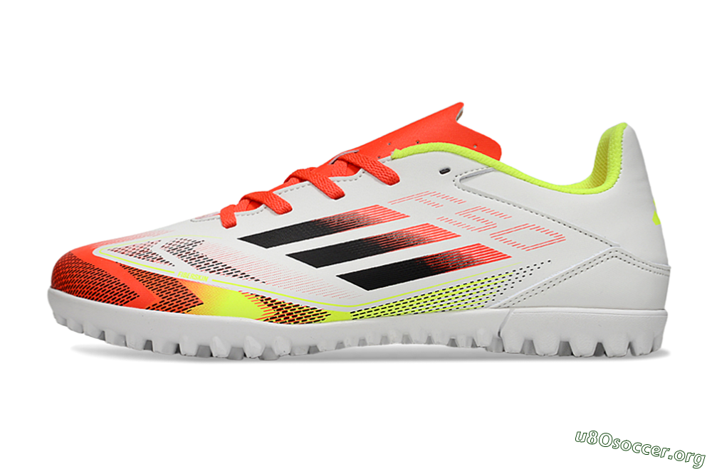 Adidas F50 Club TF Football Shoes - White/Red/Yellow 3