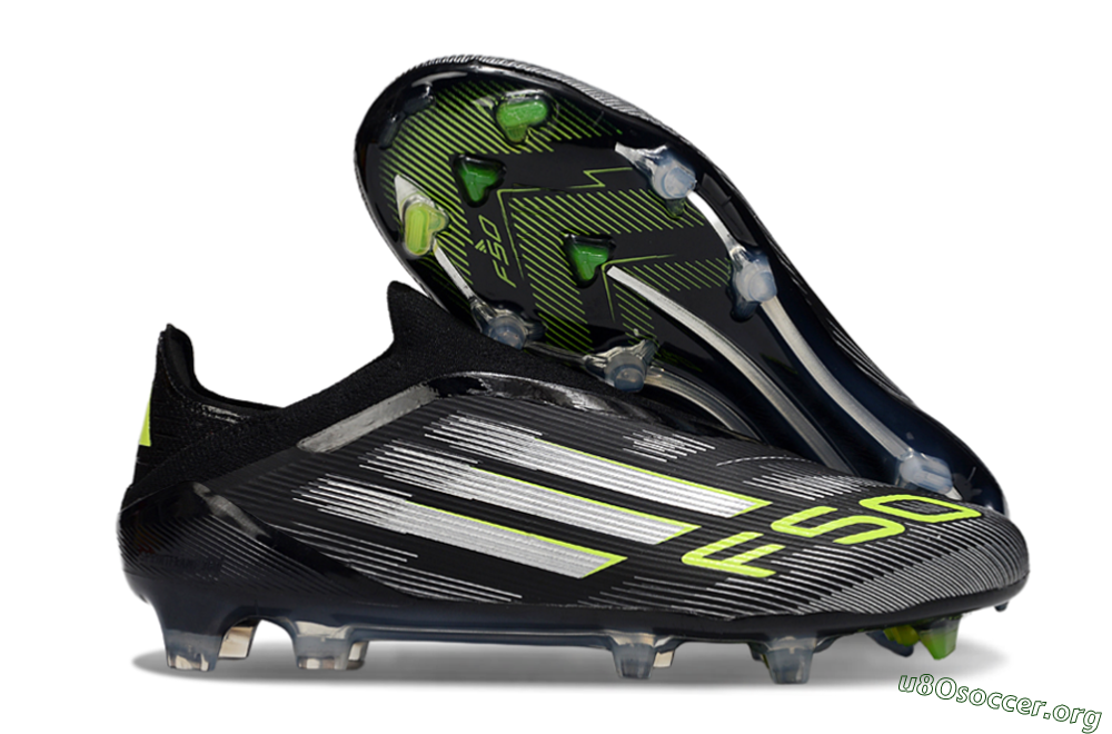 Adidas F50 Elite Laceless FG Football Boots - Black/Silver/Yellow 2