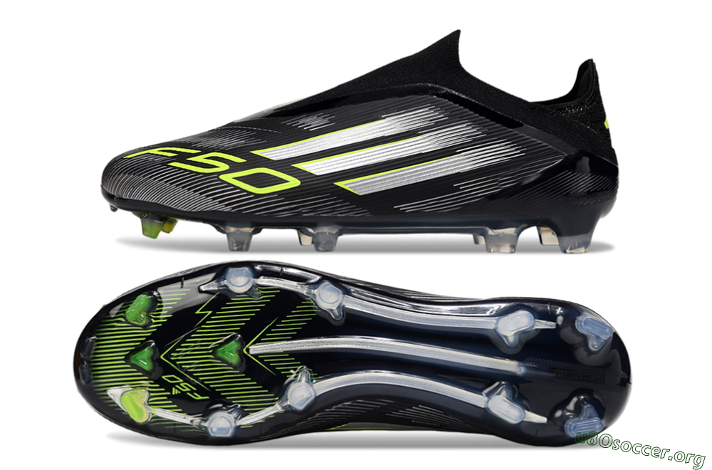 Adidas F50 Elite Laceless FG Football Boots - Black/Silver/Yellow 1