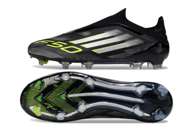 Adidas F50 Elite Laceless FG Football Boots - Black/Silver/Yellow