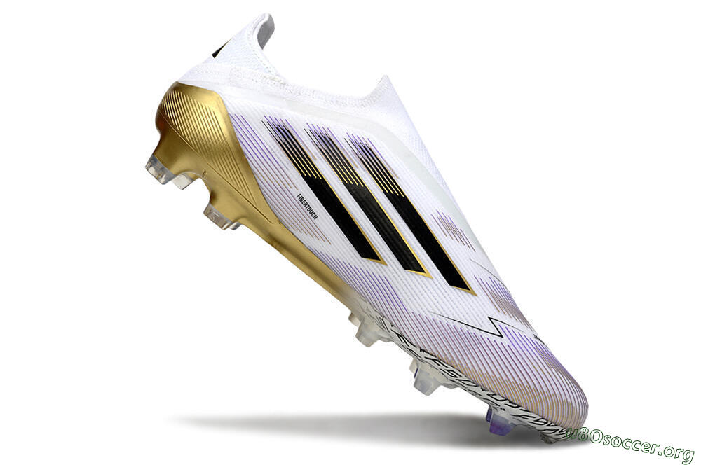 Adidas F50 Elite Laceless FG Football Boots - White/Black/Purple/Gold 4