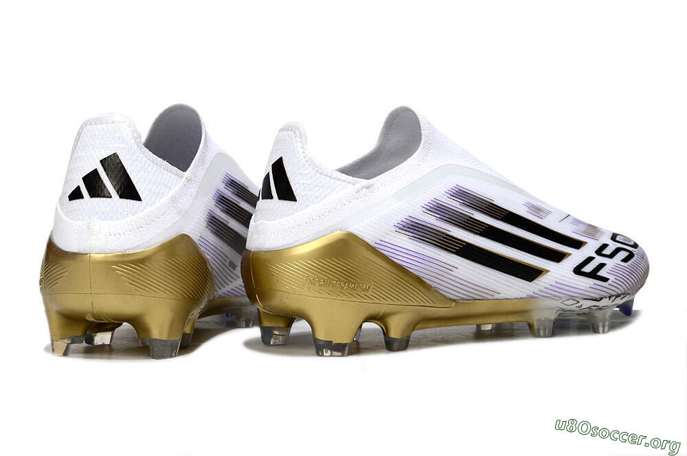 Adidas F50 Elite Laceless FG Football Boots - White/Black/Purple/Gold 6