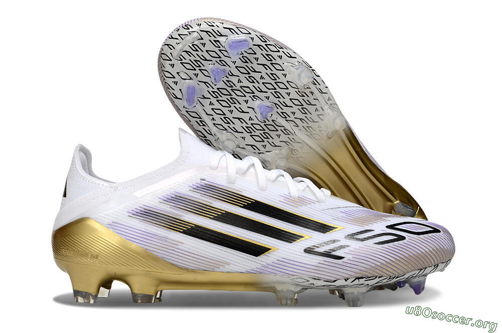 Adidas F50 Elite FG Football Boots - White/Black/Purple/Gold 2