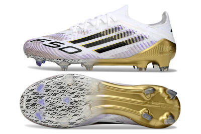 Adidas F50 Elite FG Football Boots - White/Black/Purple/Gold