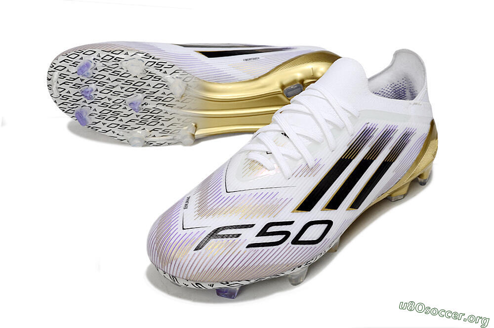 Adidas F50 Elite FG Football Boots - White/Black/Purple/Gold 0