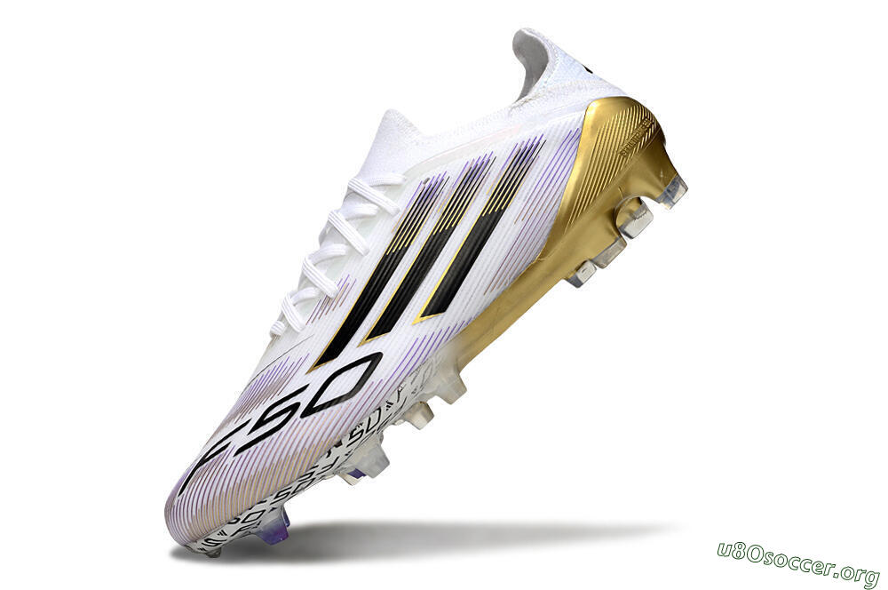 Adidas F50 Elite FG Football Boots - White/Black/Purple/Gold 5