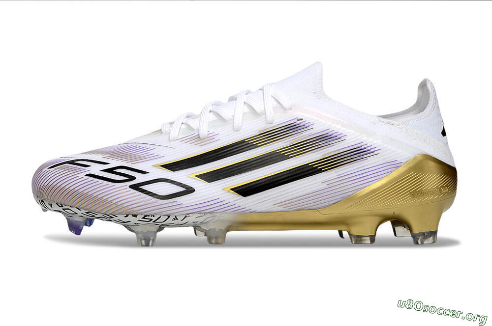 Adidas F50 Elite FG Football Boots - White/Black/Purple/Gold 3
