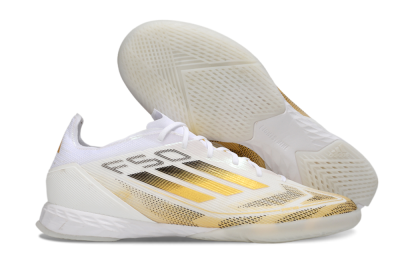 Adidas F50 Pro IC Football Shoes - White/Black/Gold
