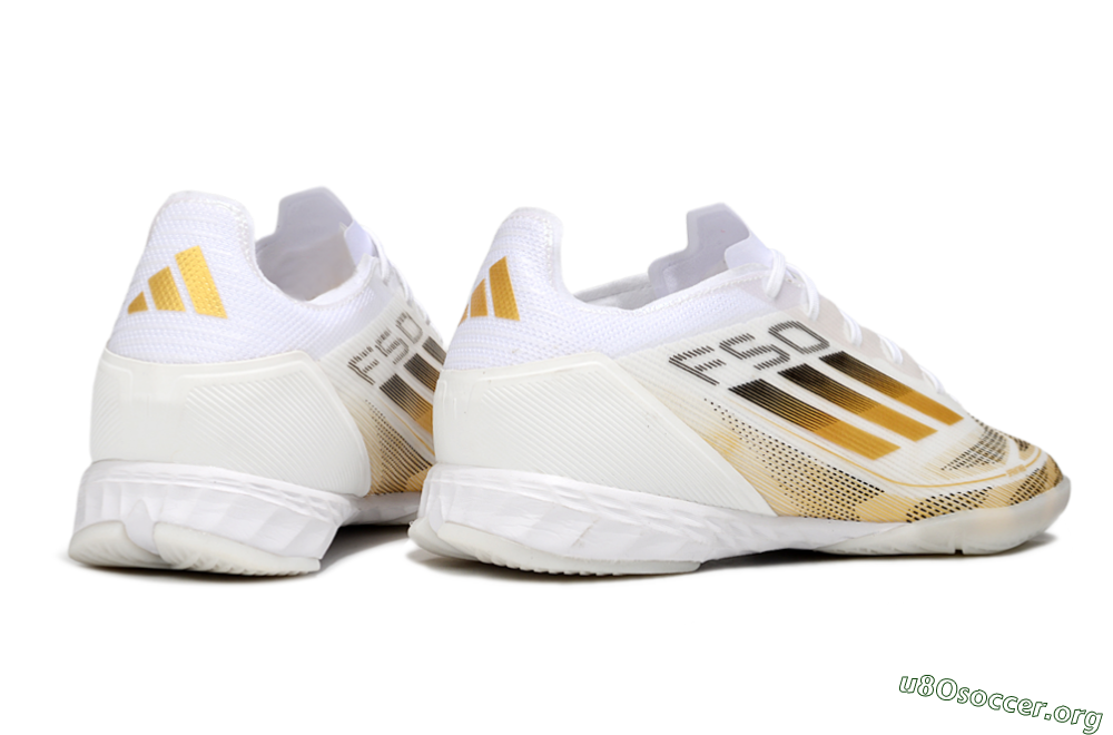 Adidas F50 Pro IC Football Shoes - White/Black/Gold 6