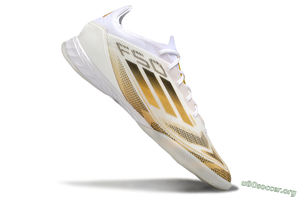 Adidas F50 Pro IC Football Shoes - White/Black/Gold 4