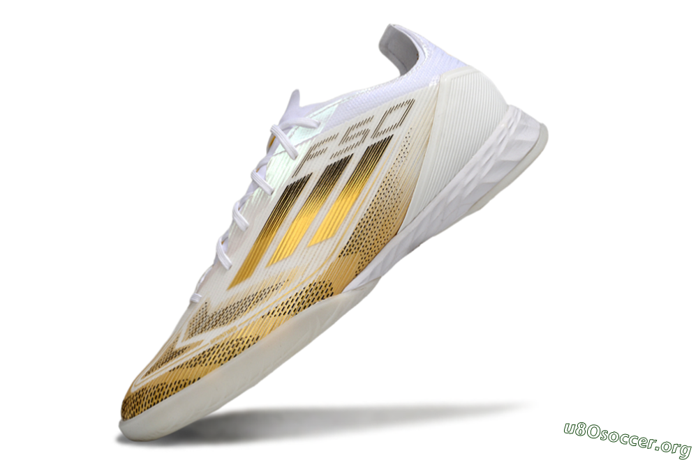 Adidas F50 Pro IC Football Shoes - White/Black/Gold 5