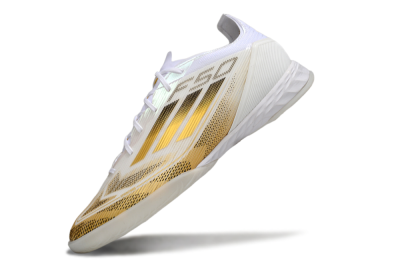 Adidas F50 Pro IC Football Shoes - White/Black/Gold