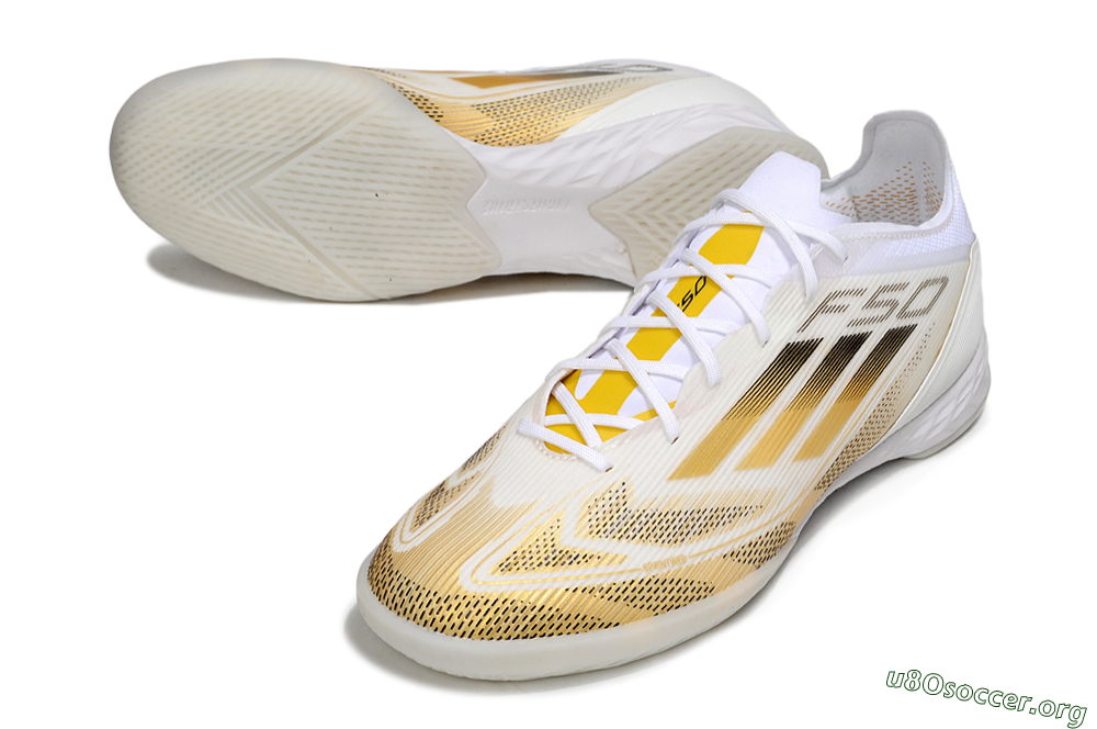 Adidas F50 Pro IC Football Shoes - White/Black/Gold 0