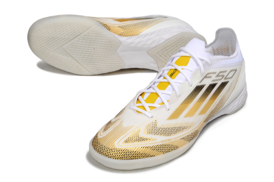 Adidas F50 Pro IC Football Shoes - White/Black/Gold
