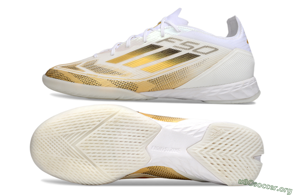 Adidas F50 Pro IC Football Shoes - White/Black/Gold 1