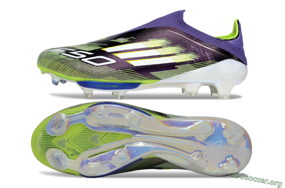 Adidas F50+ Elite Lightstrike Pro Laceless FG Football Boots - Purple/White/Yellow 1