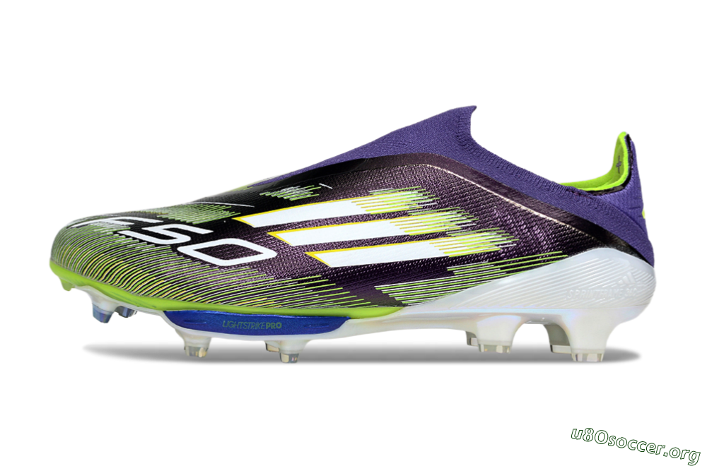 Adidas F50+ Elite Lightstrike Pro Laceless FG Football Boots - Purple/White/Yellow 3