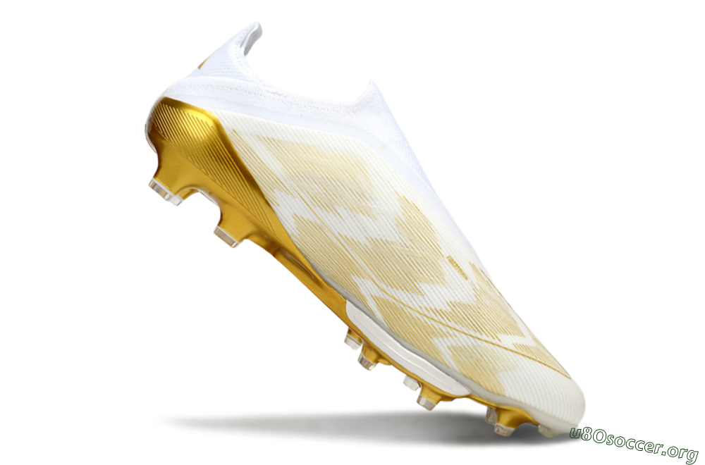 Adidas F50+ Elite Lightstrike Pro Laceless FG Football Boots - White/Gold 4