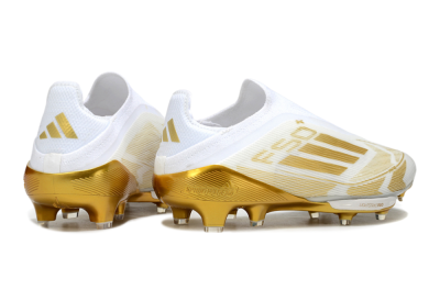 Adidas F50+ Elite Lightstrike Pro Laceless FG Football Boots - White/Gold