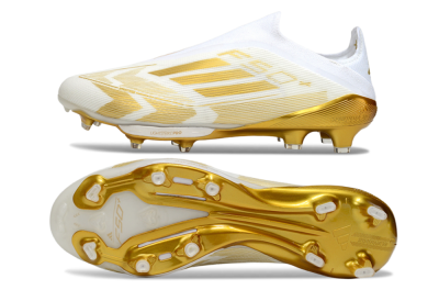 Adidas F50+ Elite Lightstrike Pro Laceless FG Football Boots - White/Gold