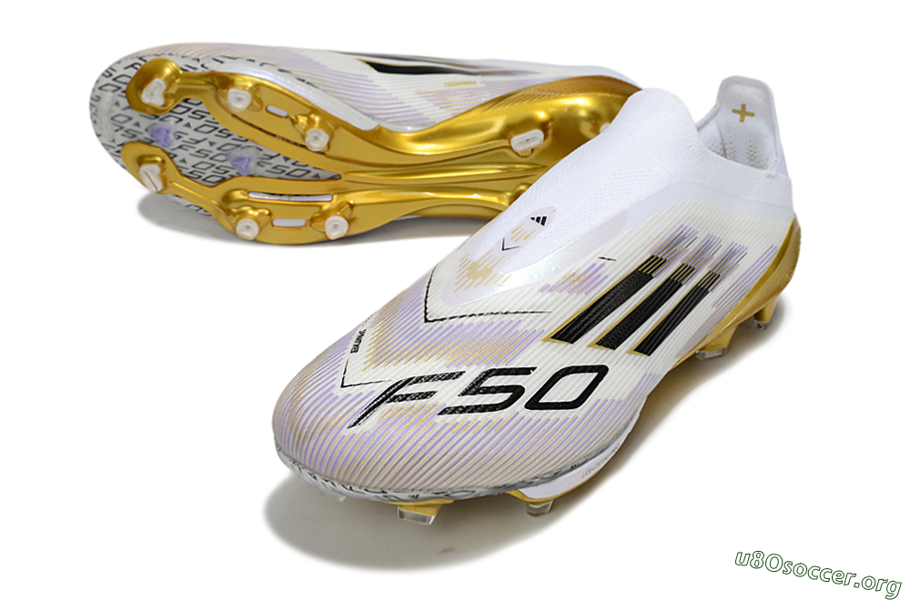 Adidas F50+ Elite Lightstrike Pro Laceless FG Football Boots - White/Black/Gold 0