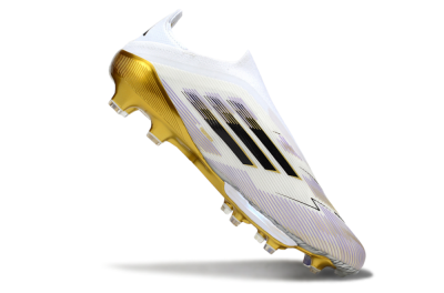 Adidas F50+ Elite Lightstrike Pro Laceless FG Football Boots - White/Black/Gold