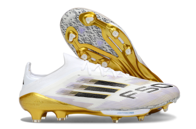 Adidas F50+ Elite Lightstrike Pro FG Football Boots - White/Black/Gold