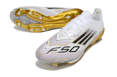 Adidas F50+ Elite Lightstrike Pro FG Football Boots - White/Black/Gold