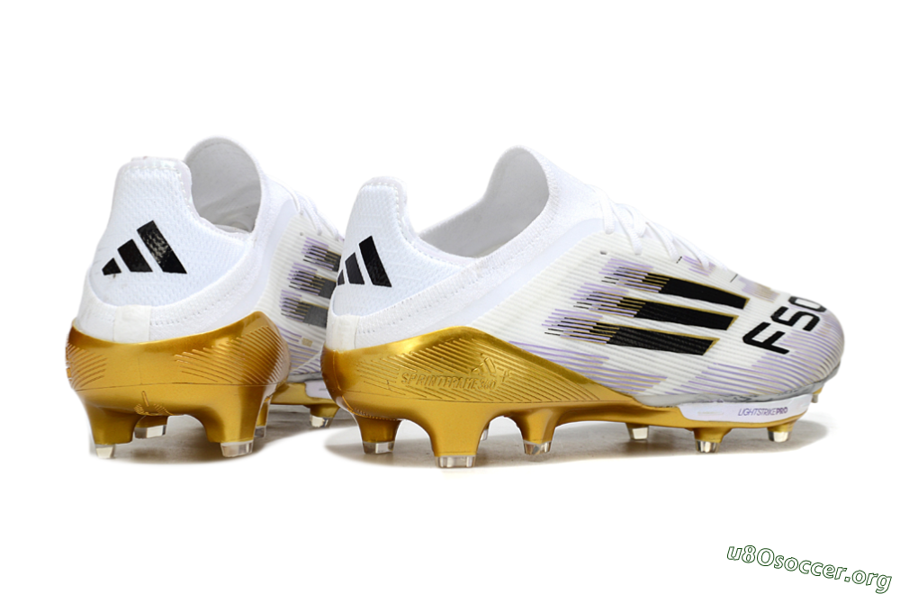 Adidas F50+ Elite Lightstrike Pro FG Football Boots - White/Black/Gold 6