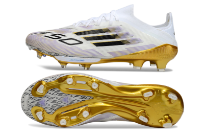 Adidas F50+ Elite Lightstrike Pro FG Football Boots - White/Black/Gold