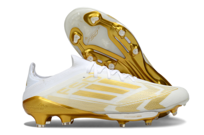 Adidas F50+ Elite Lightstrike Pro FG Football Boots - White/Gold
