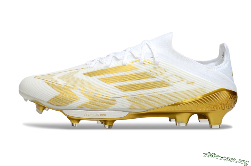Adidas F50+ Elite Lightstrike Pro FG Football Boots - White/Gold 3