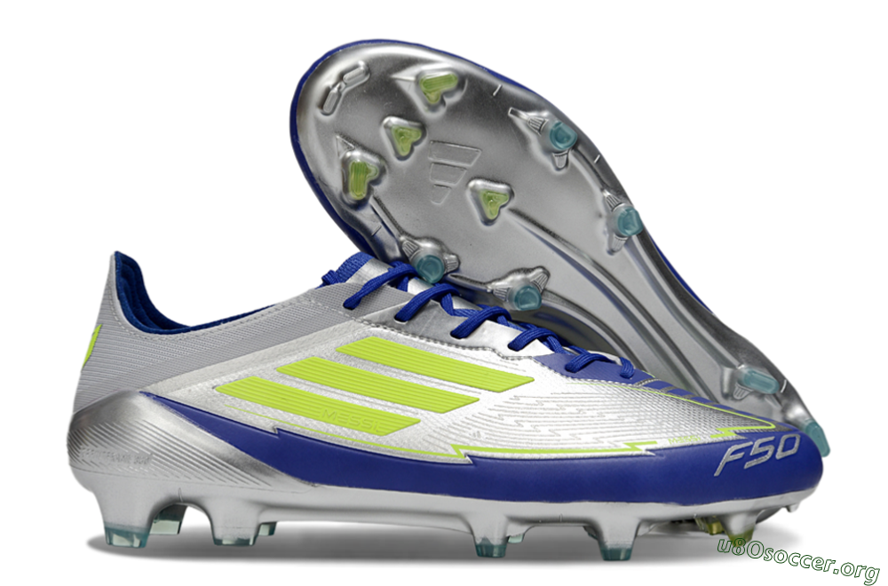 Messi x Adidas F50 Elite FG Football Boots - Silver/Yellow/Blue 2