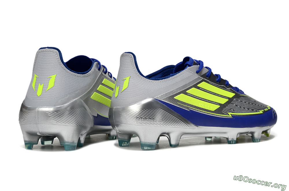 Messi x Adidas F50 Elite FG Football Boots - Silver/Yellow/Blue 6