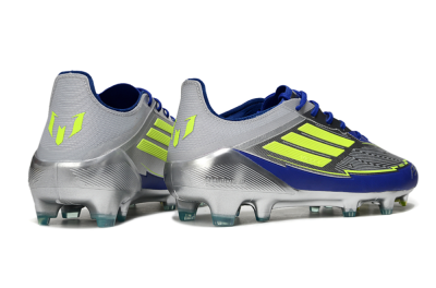 Messi x Adidas F50 Elite FG Football Boots - Silver/Yellow/Blue