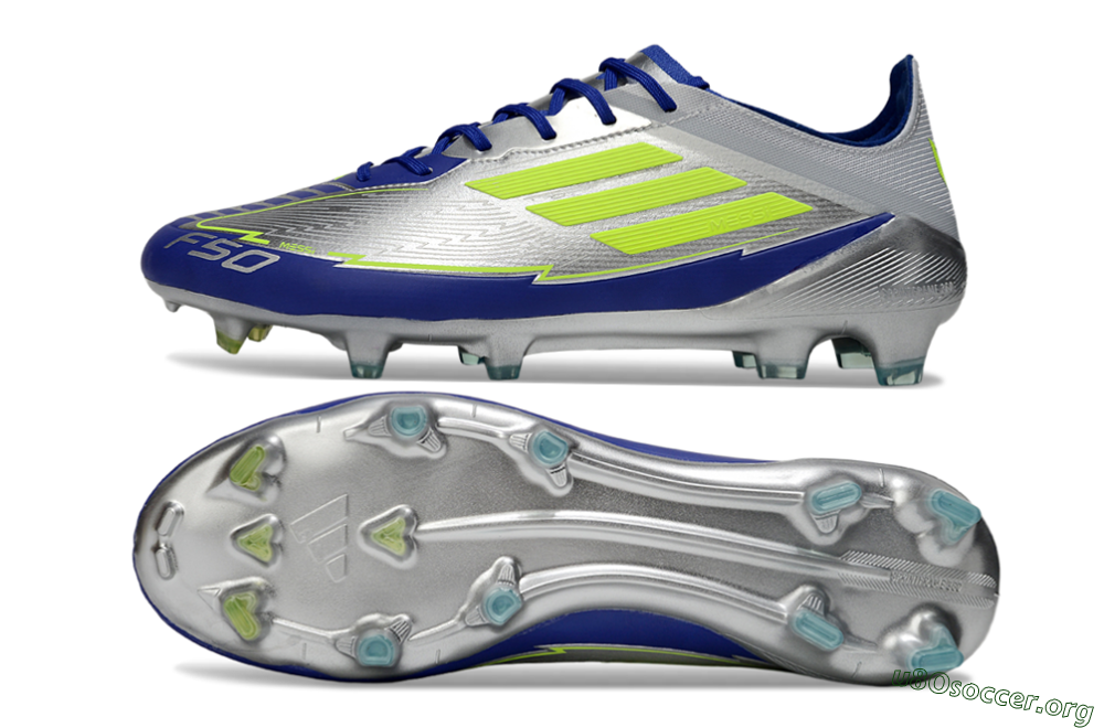 Messi x Adidas F50 Elite FG Football Boots - Silver/Yellow/Blue 1