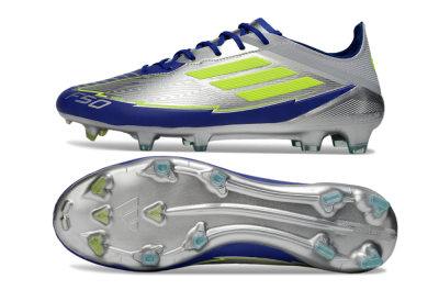 Messi x Adidas F50 Elite FG Football Boots - Silver/Yellow/Blue