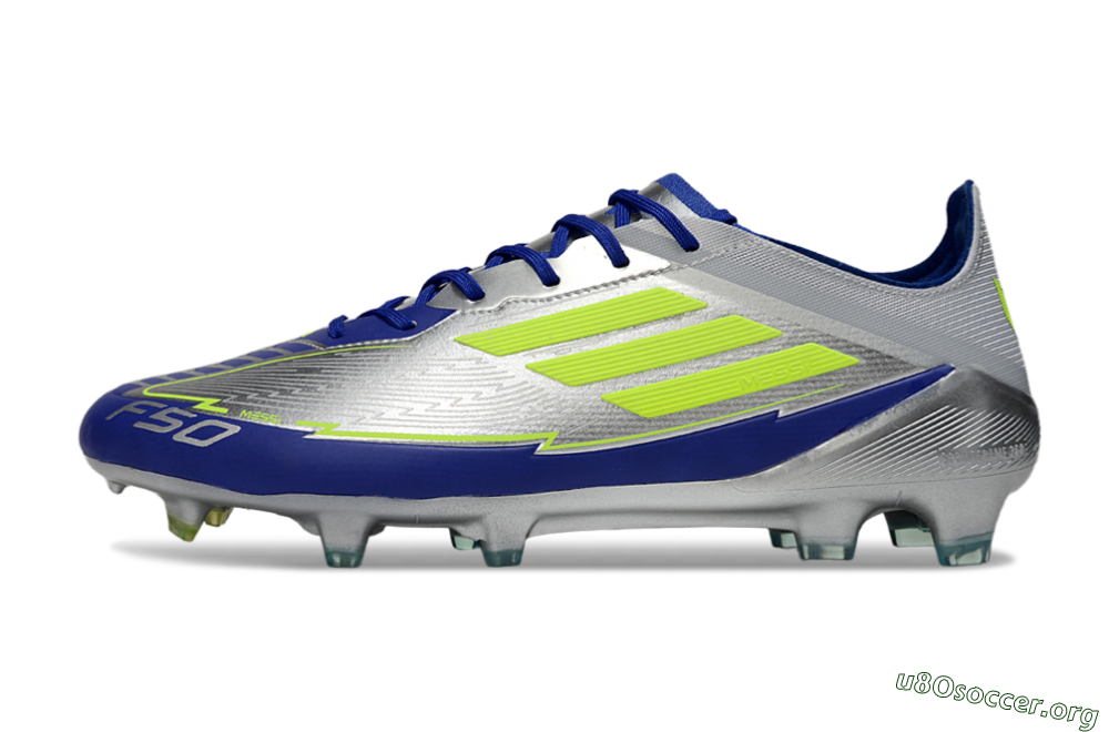 Messi x Adidas F50 Elite FG Football Boots - Silver/Yellow/Blue 3