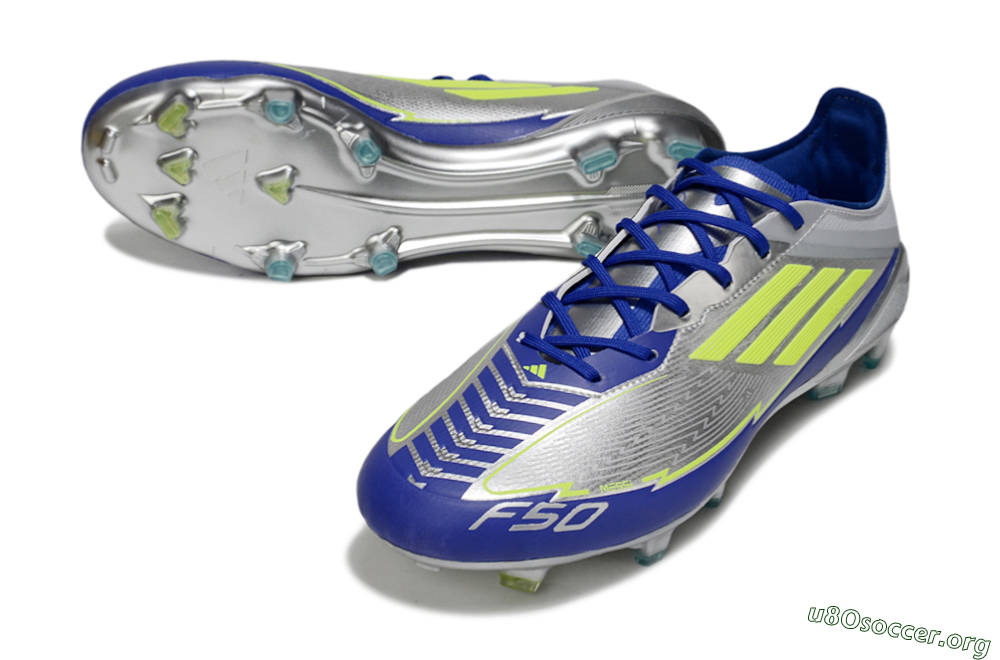 Messi x Adidas F50 Elite FG Football Boots - Silver/Yellow/Blue 0