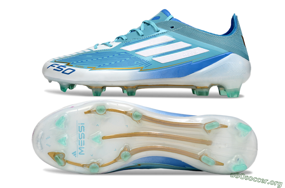 Messi x Adidas F50 Elite FG Football Boots - Jade/White/Blue 1