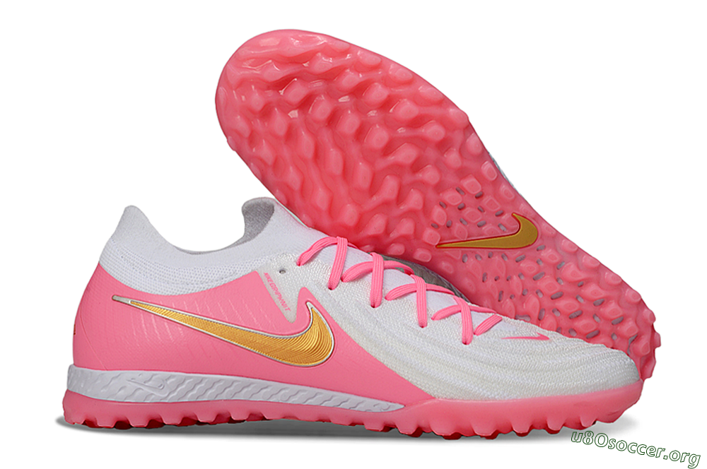 Nike Phantom GX 2 Elite TF Football Shoes - White/Pink/Gold 2