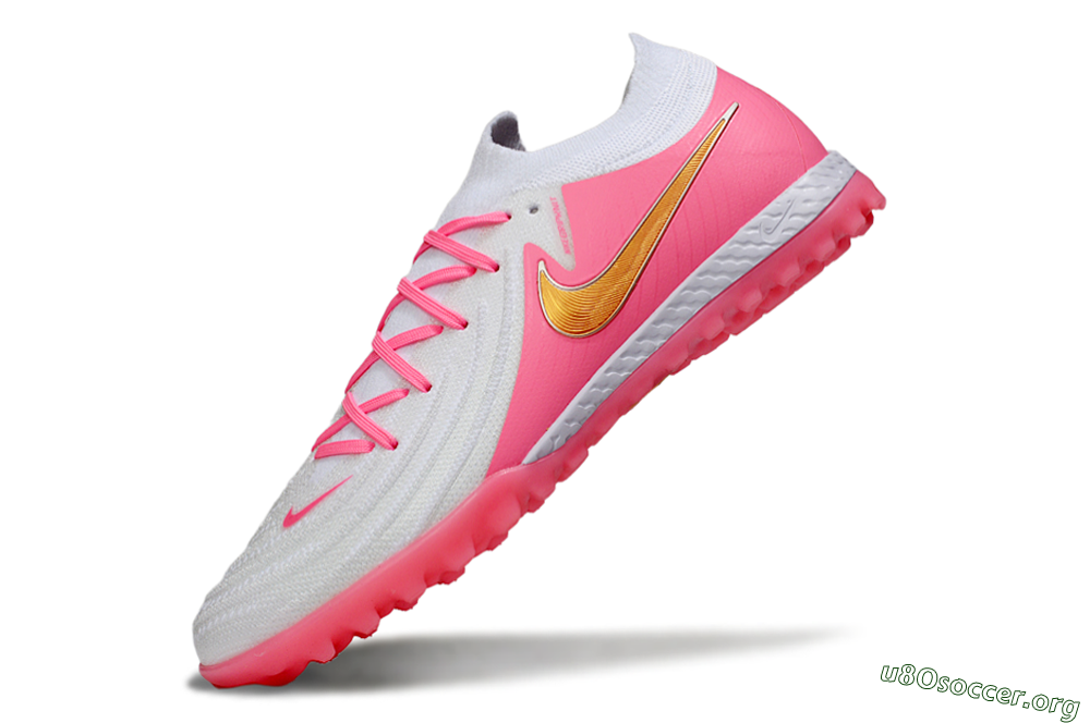 Nike Phantom GX 2 Elite TF Football Shoes - White/Pink/Gold 5