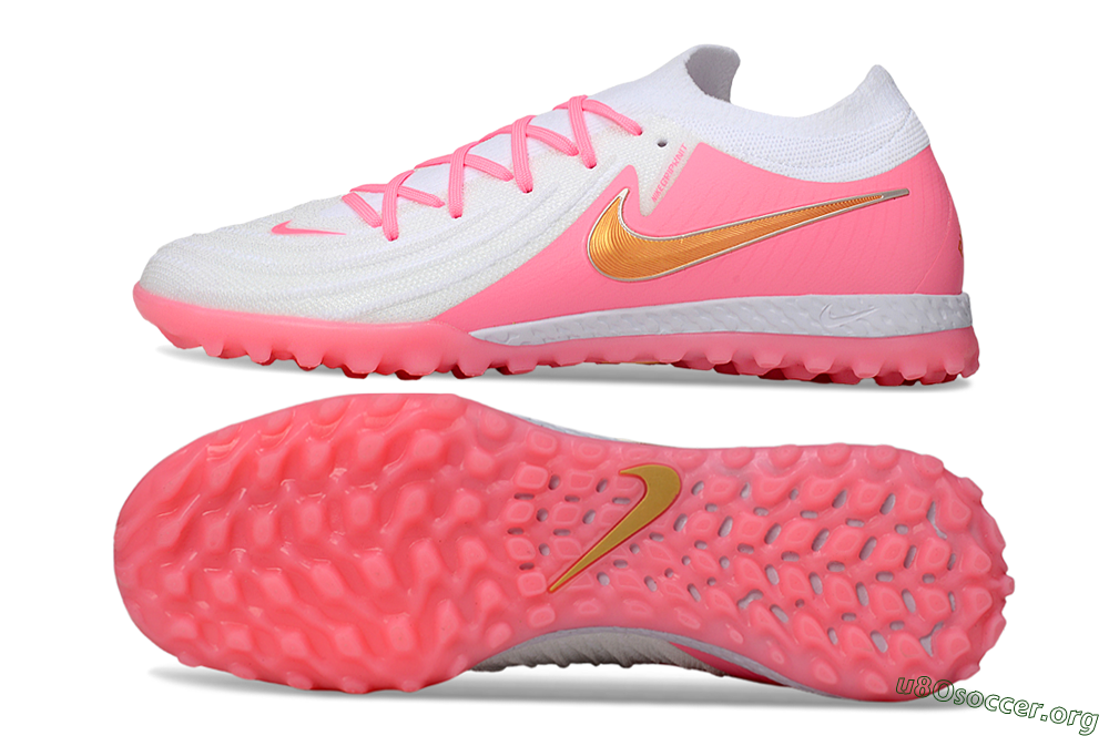 Nike Phantom GX 2 Elite TF Football Shoes - White/Pink/Gold 1