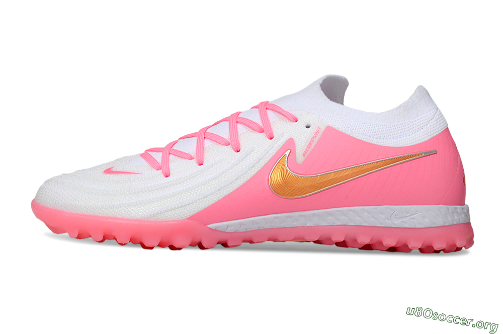 Nike Phantom GX 2 Elite TF Football Shoes - White/Pink/Gold 3
