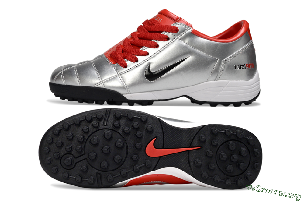 Nike Total 90 II TF Football Shoes - Silver/Black/Red 1